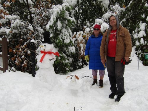 kids and snowman